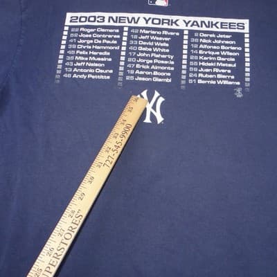 Majestic MLB 2003 Playoffs New York Yankees Baseball TShirt Mens Read Distressed - Thumbnail 24