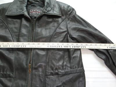 Men's Black Leather Jacket Medium - Thumbnail 6