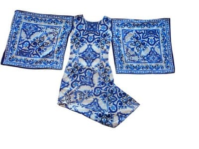 Elegant Blue Print Kaftan Dress - Stylish Women's Fashion
