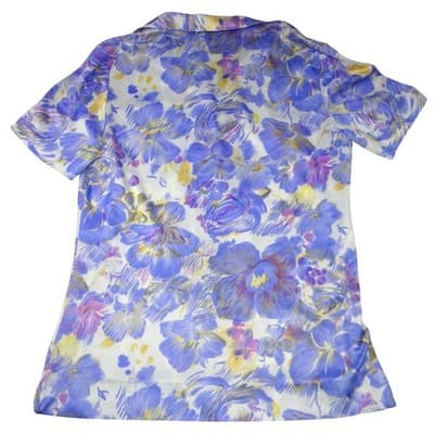 Vintage Gales Womens Floral Print Short Sleeve Collared Button Up Shirt Top - Thumbnail 3