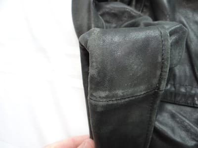 Men's Black Leather Jacket Medium - Thumbnail 5