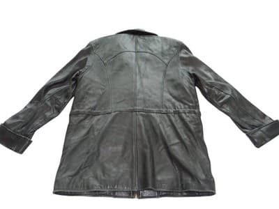 Men's Black Leather Jacket Medium - Thumbnail 2