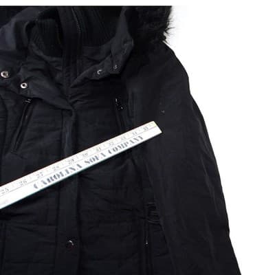 Esprit Black Faux Fur Trim Hooded Belted Winter Jacket Coat Women Size L - Thumbnail 7