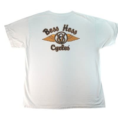 Boss Hoss Cycles White T Shirt Mens Small Graphic Tee V8 Wings Logo - Thumbnail 2