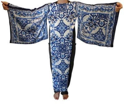 Elegant Blue Print Kaftan Dress - Stylish Women's Fashion - Thumbnail 2