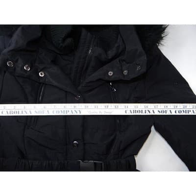 Esprit Black Faux Fur Trim Hooded Belted Winter Jacket Coat Women Size L - Thumbnail 10