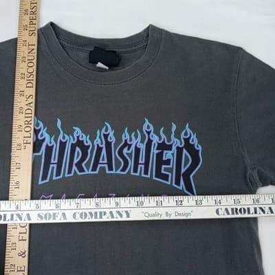 Thrasher Magazine Kids T Shirt Gray Flame Logo Short Sleeve Crew Neck - Thumbnail 7