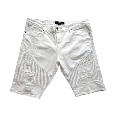 Men's White Distressed Denim Shorts