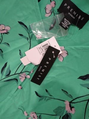 Premise Woman Green Floral Button-Up Blouse - NWT - 3X - Thumbnail 4