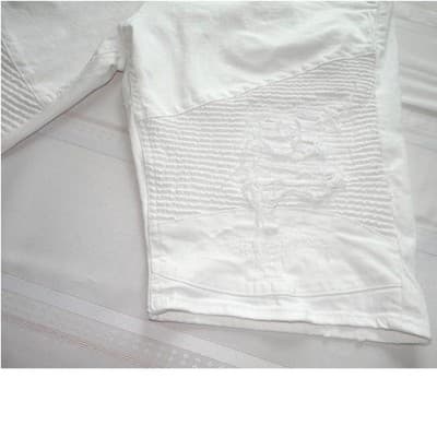Men's White Distressed Denim Shorts - Thumbnail 4