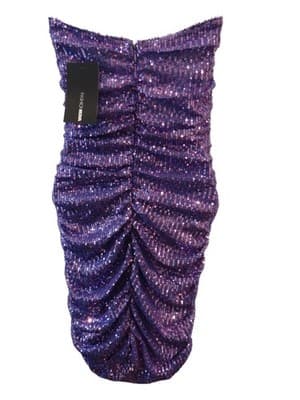 Stunning Purple Sequin Strapless Dress - Thumbnail 2