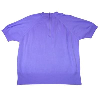 Vintage Duvet Purple Short Sleeve Knit Sweater Top Size L Zipper Back - Thumbnail 3