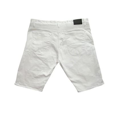 Men's White Distressed Denim Shorts - Thumbnail 2