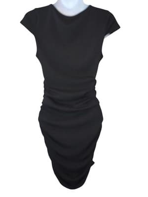 Stylish Black Ruched Dress - Thumbnail 2