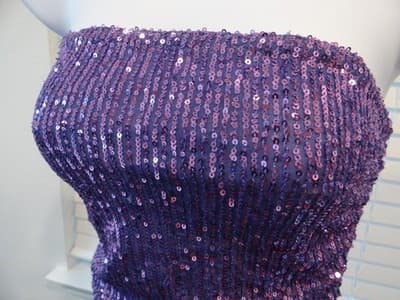 Stunning Purple Sequin Strapless Dress - Thumbnail 3