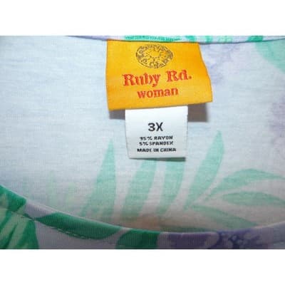 Ruby Rd. Women's 3X Long Sleeve Floral Top - Thumbnail 2
