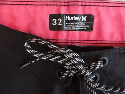 Hurley Men's Black Swim Shorts with Pink Stripe - Thumbnail 6