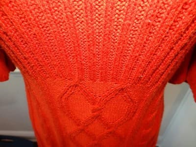PINK ROSE Stylish Cable Knit Dress - Warm Orange - Thumbnail 3