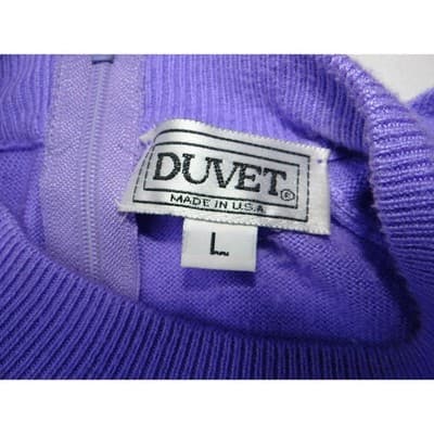 Vintage Duvet Purple Short Sleeve Knit Sweater Top Size L Zipper Back - Thumbnail 2