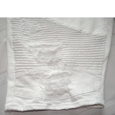 Men's White Distressed Denim Shorts - Thumbnail 3