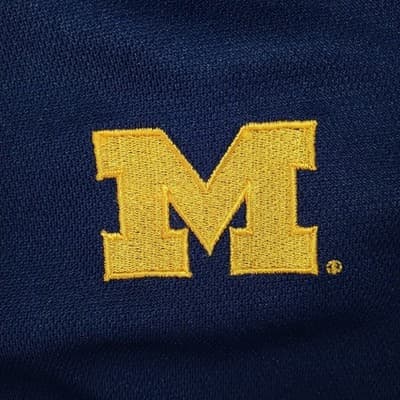 Starter Michigan Wolverines Navy Blue Yellow Polo Shirt Mens XL Embroidered - Thumbnail 4