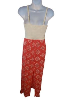 Chic Coral Maxi Dress with Lace Detail - Thumbnail 2