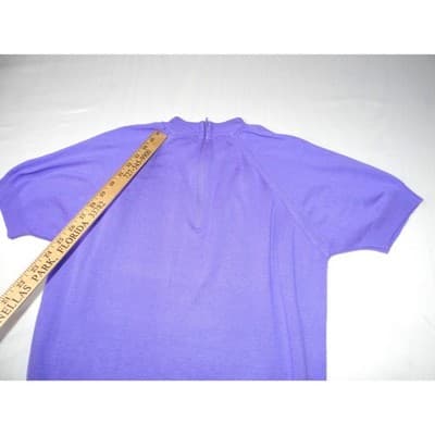 Vintage Duvet Purple Short Sleeve Knit Sweater Top Size L Zipper Back - Thumbnail 6