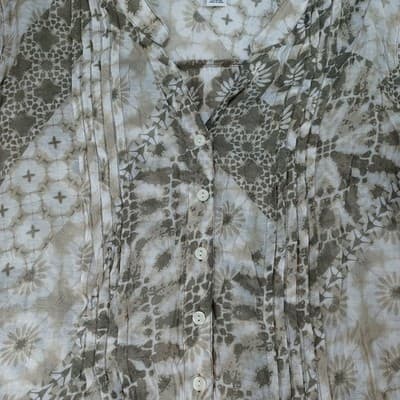 NWT-Ruby Rd Woman 3X Boho Patchwork Print Pleated V Neck Button Front Tunic Top - Thumbnail 3