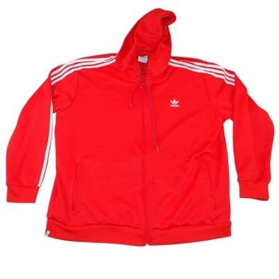 Adidas Originals Mens 2XL Red Track Jacket Hoodie 3-Stripes Trefoil