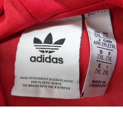 Adidas Originals Mens 2XL Red Track Jacket Hoodie 3-Stripes Trefoil - Thumbnail 3