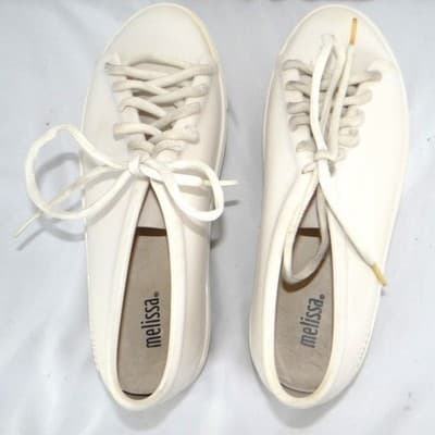Melissa Be Women White Melflex PVC Platform Jelly Sneakers Lace Up Shoes - Thumbnail 6