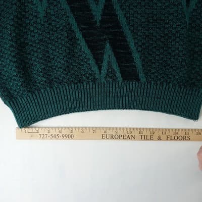 VTG-Saturdays Teal Black Geometric Pattern Knit Sweater Pullover Size M - Thumbnail 7