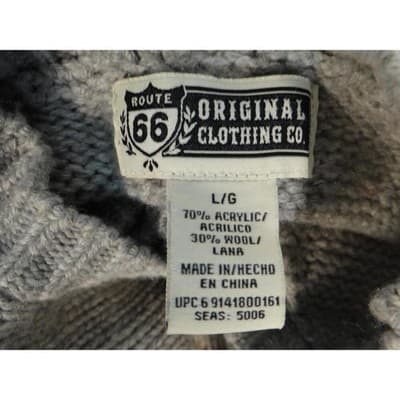 Men's Route 66 Original Clothing Co. Wool Blend Sweater Size L - Thumbnail 2