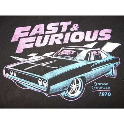 Fast & Furious Mens XL Black 1970 Dodge Charger Graphic T-Shirt Short Sleeve - Thumbnail 4