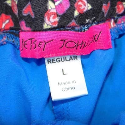 Betsey Johnson Women Royal Blue Scrub Pants Cargo Elastic Drawstring L - Thumbnail 2