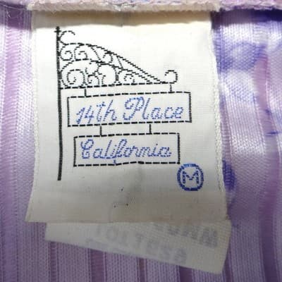 Vintage 14th Place California Purple Floral Shadow Stripe Popover Blouse Medium - Thumbnail 2