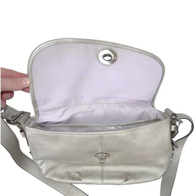 Coach Penelope Metallic Champagne Leather Shoulder Bag Turnlock F15170 Womens - Thumbnail 6