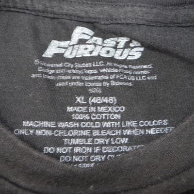 Fast & Furious Mens XL Black 1970 Dodge Charger Graphic T-Shirt Short Sleeve - Thumbnail 2