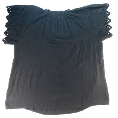 Chelsea Theodore Woman Plus Size 1X TG Black Lace Neck Flutter Sleeve Top - Thumbnail 3