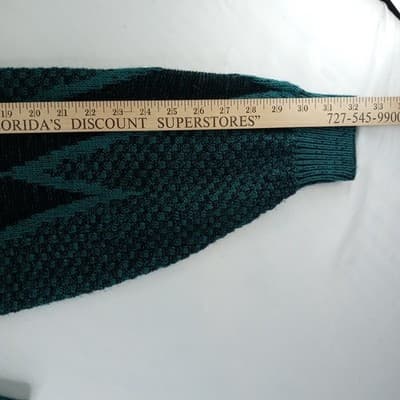 VTG-Saturdays Teal Black Geometric Pattern Knit Sweater Pullover Size M - Thumbnail 6