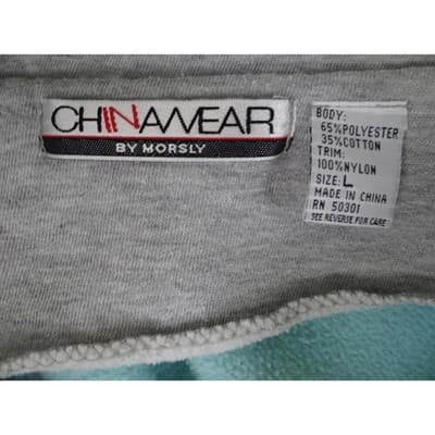 Vintage 1990's China Wear By Morsly Light Blue Pullover Sweatshirt Hoodie - Thumbnail 5