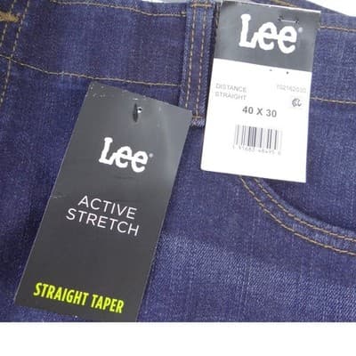 NWT-Lee Mens Active Stretch Straight Taper Jeans Dark Wash 40x30 Motion Flex - Thumbnail 2