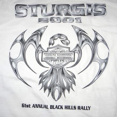 VTG Harley Davidson Sturgis 2001 Black Hills Rally Long Sleeve Tee White Mens L - Thumbnail 5