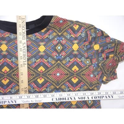Vintage WXYZ Mens Small Geometric Tribal Print T-Shirt Short Sleeve Crewneck - Thumbnail 6