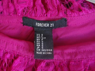 Forever 21 Off-Shoulder Lace Dress - Vibrant Pink - Thumbnail 2