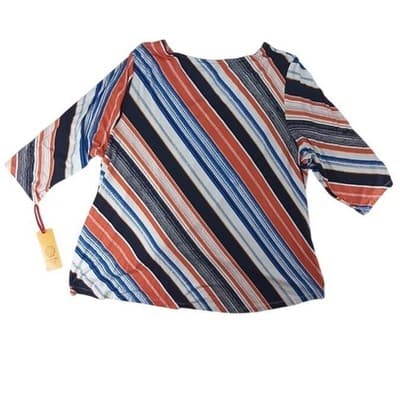 NWT Ruby Rd Woman Bright Idea Striped Twisted Front Top 3X - Thumbnail 3