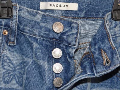 Pacsun Low Rise Straight Leg Jeans with Butterfly Print - Girls - Size 23 - Thumbnail 4