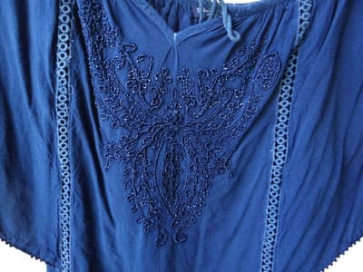 Studio West Women's Embroidered Top - Stylish Blue Rayon Blouse - Thumbnail 2