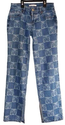Pacsun Low Rise Straight Leg Jeans with Butterfly Print - Girls - Size 23 - Thumbnail 2