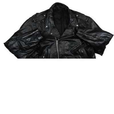 Vintage Men's Black Genuine Leather Motorcycle Jacket Belted MADE IN USA - Thumbnail 3